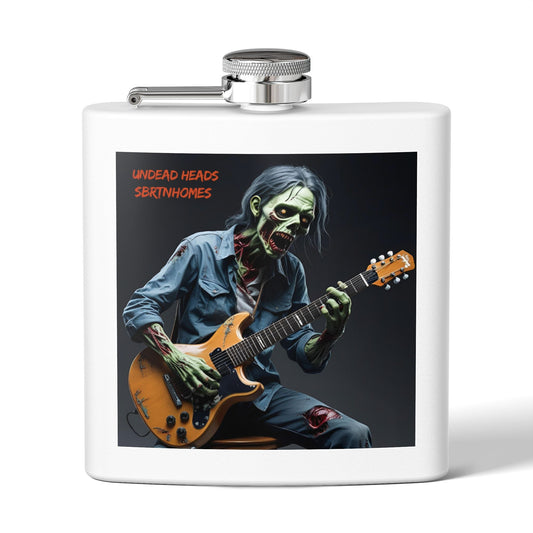 Zombie Guitarist Stainless Steel Flask | 6oz Custom Hip Flask | Gift for Music Lovers, Party Essentials, Halloween, Concerts, Unique Barware – 6oz Mug for concert essentials (1 view)