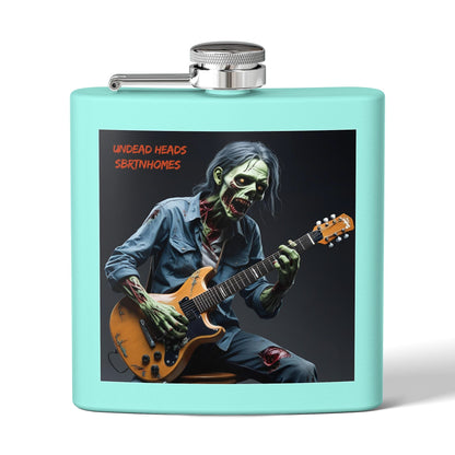 Zombie Guitarist Stainless Steel Flask | 6oz Custom Hip Flask | Gift for Music Lovers, Party Essentials, Halloween, Concerts, Unique Barware – 6oz Mug for concert essentials (5 view)
